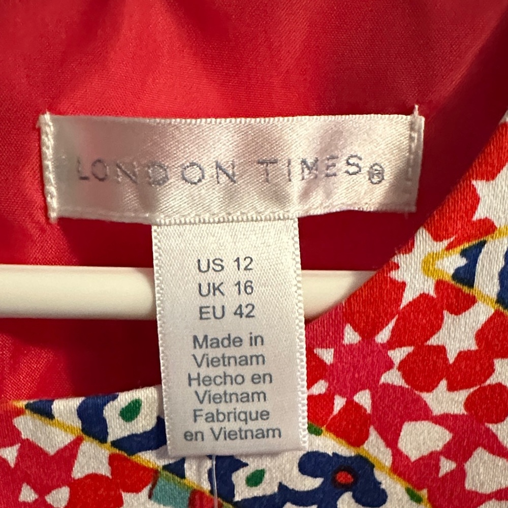 London Times Red and Blue Abstract Dress